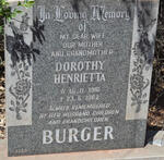 BURGER Dorothy Henrietta 1916-1982