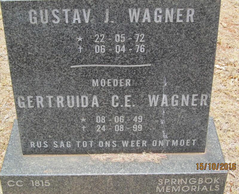 WAGNER Gertruida C.E. 1949-1999 :: WAGNER Gustav J. 1972-1976