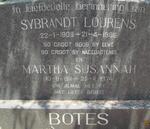 BOTES Sybrandt Lourens 1909-1966 & Martha Susannah 1911-1974
