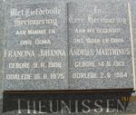 THEUNISSEN Andries Marthinus 1913-1964 & Francina Johanna 1906-1975