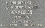 VERMEULEN Hester W. nee VAN ROOYEN 1904-1964