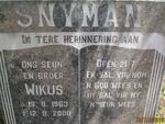 SNYMAN Wikus 1963-2000
