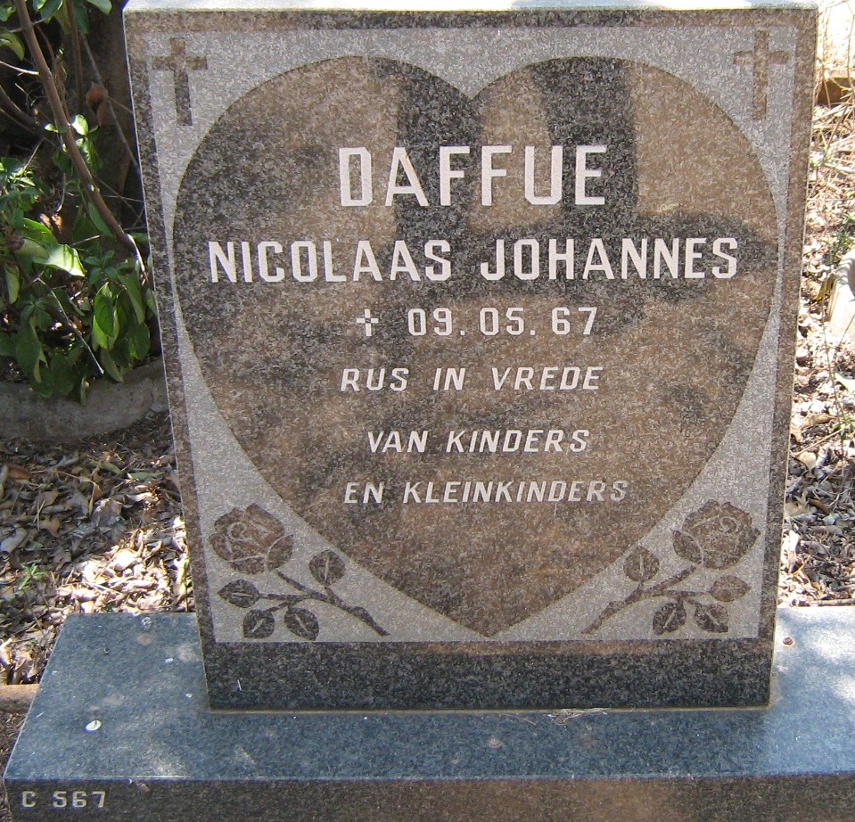 DAFFUE Nicolaas Johannes -1967