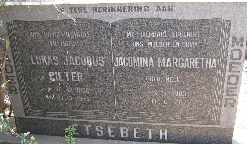 ETSEBETH Lukas Jacobus Pieter 1898-1975 & Jacomina Margaretha NELL 1903-1967