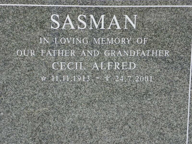 SASMAN Cecil Alfred 1913-2001