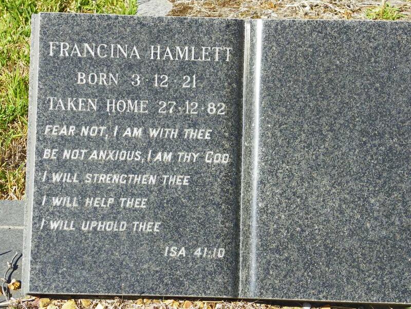 HAMLETT Francina 1921-1982