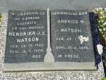 WATSON Andries N. -1979 & Hendrika J.C. 1922-1974