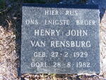 RENSBURG Henry John, van 1929-1982