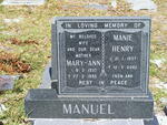 MANUEL Manie Henry 1937-2002 & Mary-Ann 1937-1995