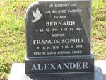 ALEXANDER Bernard 1918-2001 & Francis Sophia 1919-2005