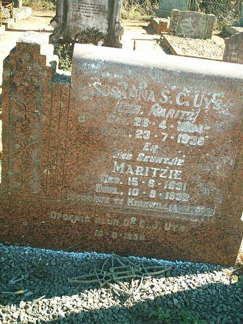 UYS Susanna S.C. nee MARITZ 1904-1936 :: UYS Maritzie 1931-1932
