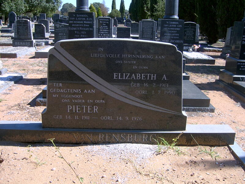 RENSBURG Pieter, van 1911-1976 & Elizabeth A. 1913-1990