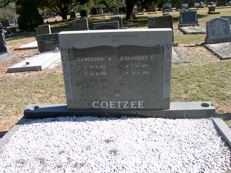 COETZEE Johannes C. 1907-1958 & Carolina A. 1913-1981