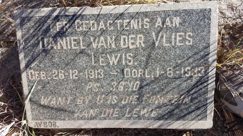 LEWIS Daniel Van Der Vlies 1913-1933