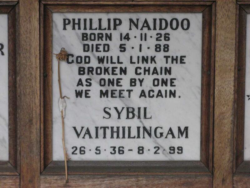 NAIDOO Phillip 1926-1988 :: VAITHILINGAM Sybil 1936-1999