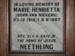 NEETHLING Marie Henrietta nee VAN NIEKERK 1919-1987