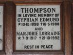 THOMPSON Cyprian Edmund 1898-1988 & Marjorie Lorraine 1917-1992