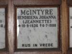McINTYRE Hendriena Johanna 1936-1988