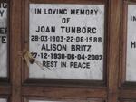 TUNBORG Joan 1903-1988 :: BRITZ Alison 1930-2007
