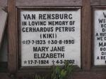 RENSBURG Gerhardus Petrus, van 1923-1990 & Mary Jane Elizabeth 1924-2002