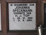 TOP Johanna nee SPECKMAN 1929-1989