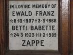 ZAPPE Ewald Franz 1907-1966 & Betti Babette 1923-1989