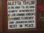 TAYLOR Aletta 1898-1990