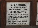 LIZAMORE John Martin 1924-1990 & Isabella Susanna 1928-