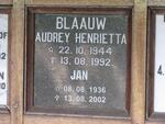 BLAAUW Jan 1936-2002 & Audrey Henrietta 1944-1992
