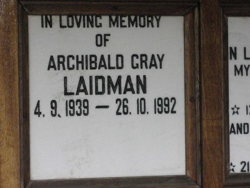 LAIDMAN Archibald Gray 1939-1992