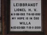 LEIBBRANDT Lionel H.V. 1913-1992 & Willa 1921-2001