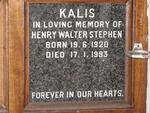 KALIS Henry Walter Stephen 1920-1993