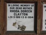 CLAYTON Rhoda Doreen 1916-1994