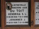TOIT Johannes J., du 1928-2002 & Hendrika S.L. 1930-1996