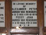 RENSBURG Alexander Peter, Jansen van 1921-1979 & Peggy Joan 1924-2011