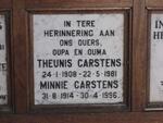 CARSTENS Theunis 1908-1981 & Minnie 1914-1996
