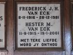 ECK Frederick J.H., van 1916-1981 & Hester M. 1915-2001