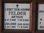 FELDER Arthur 1910-1982 & Juliane BODE 1915-2000