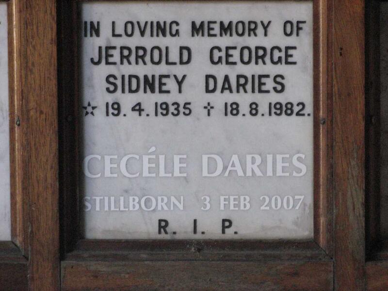 DARIES Jerrold George Sidney 1935-1982 :: DARIES Cecele -2007
