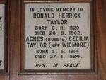 TAYLOR Ronald Herrick 1920-1982 & Agnes Cecilia WIGMORE 1914-1984