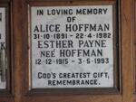 HOFFMAN Alice 1891-1982 :: PAYNE Esther nee HOFFMAN 1915-1993