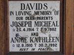 DAVIDS Joseph Micheal 1914-1982 & Annie Kathleen 1910-1992