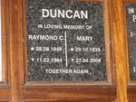 DUNCAN Mary 1939-2009 :: DUNCAN Raymond C. 1948-1984