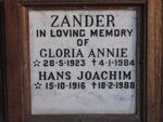 ZANDER Hans Joachim 1916-1988 & Gloria Annie 1923-1984