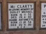 McCLARTY Dudley Michael 1952-1980 & Dianne Antoinette 1954-1980