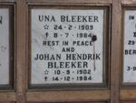 BLEEKER Johan Hendrik 1902-1984 & Una 1909-1984