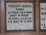 TOMS Vincent Robus 1924-1984 & Mabel Sarah 1923-2001