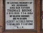 BRINK Albert Jacobus 1923-2002 :: BRINK Thomas 1955-1984