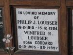 LOUBSER Philip J. 1910-1984 & Winifred R. GODDARD 1905-1997