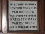 DIGGELEN Hendrik Cornelis, van 1893-1983 & Kathleen Mary 1893-1984